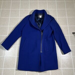 J. Crew Italian Double Cloth Cocoon Coat, Blue, Size 6